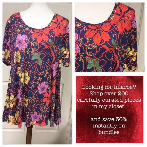 LuLaRoe Tops - ❗️NWT LULAROE PERFECT T NAVY AND FLORAL